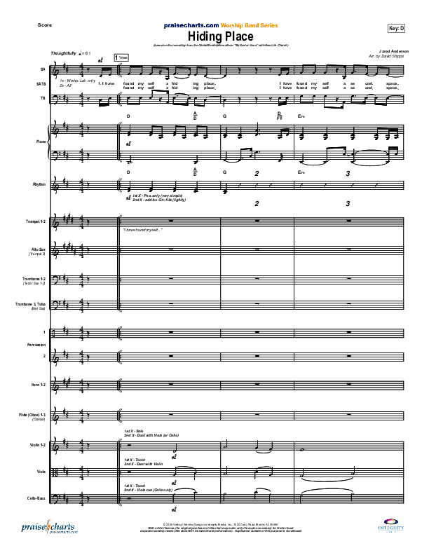 Hiding Place Conductor's Score (New Life Worship)
