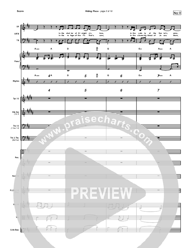 Hiding Place Conductor's Score (New Life Worship)