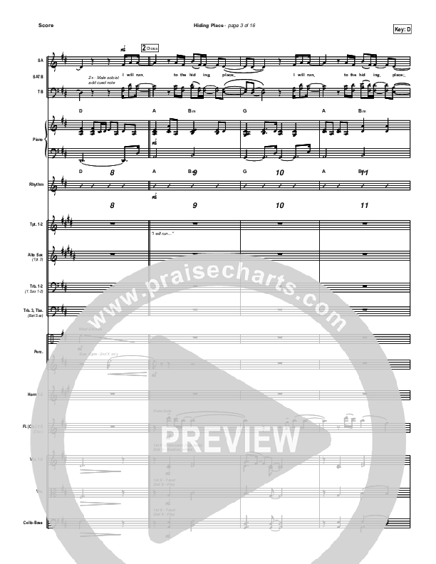 Hiding Place Conductor's Score (New Life Worship)