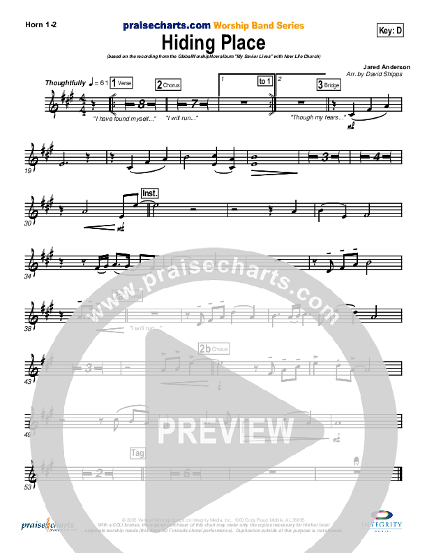 Hiding Place French Horn 1/2 (New Life Worship)