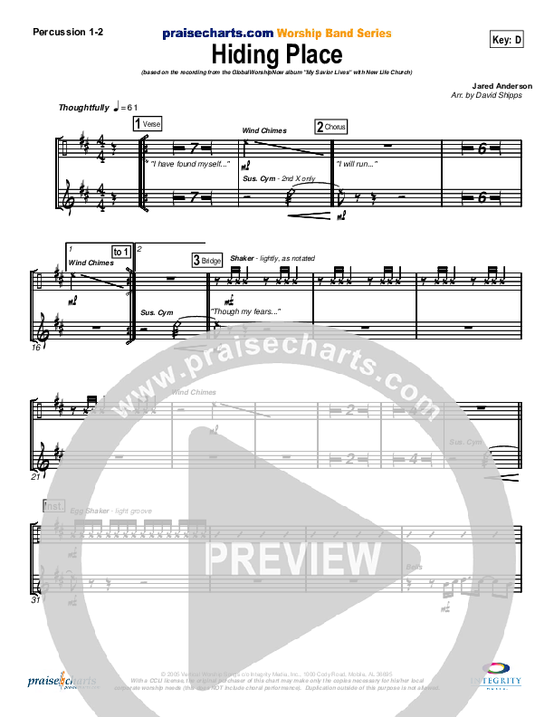 Hiding Place Percussion 1/2 (New Life Worship)