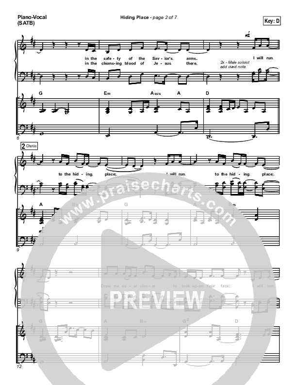 Hiding Place Piano/Vocal & Lead (New Life Worship)
