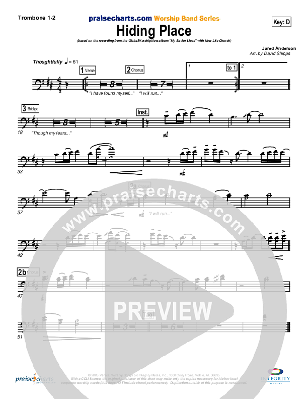 Hiding Place Trombone 1/2 (New Life Worship)