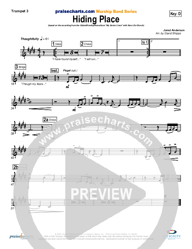 Hiding Place Brass Pack (New Life Worship)