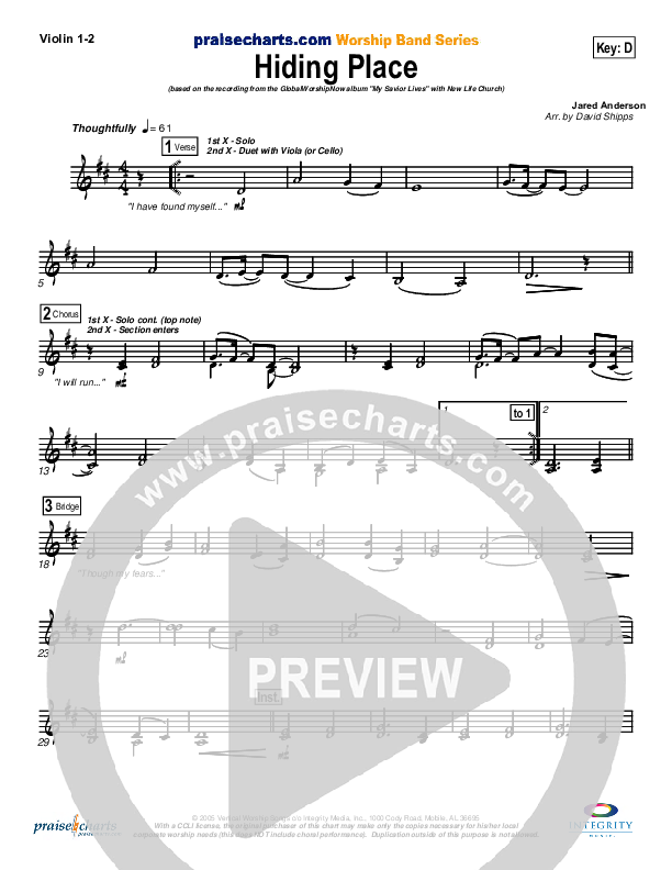 Hiding Place Violin 1/2 (New Life Worship)