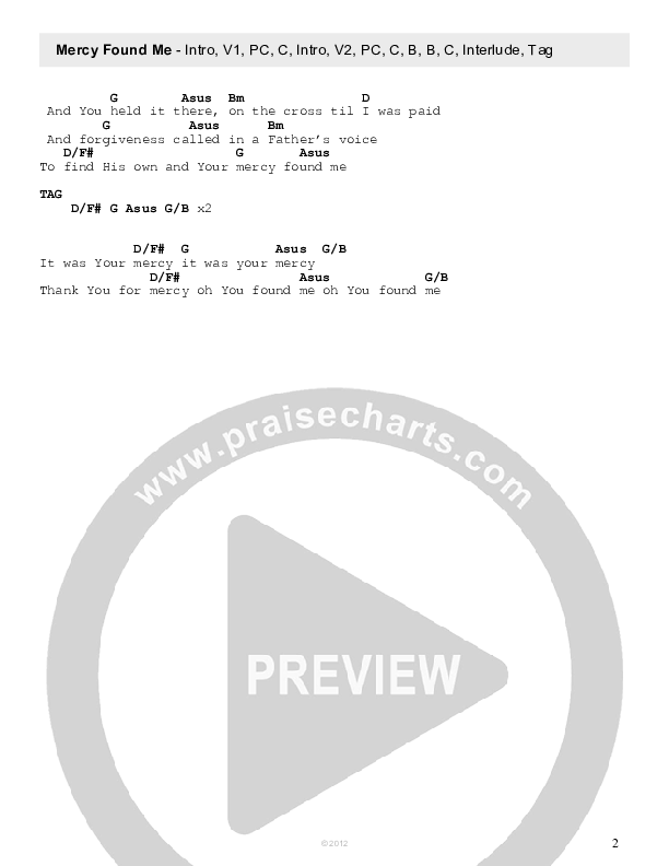 Mercy Found Me Chords & Lyrics (Kenny Peavy)