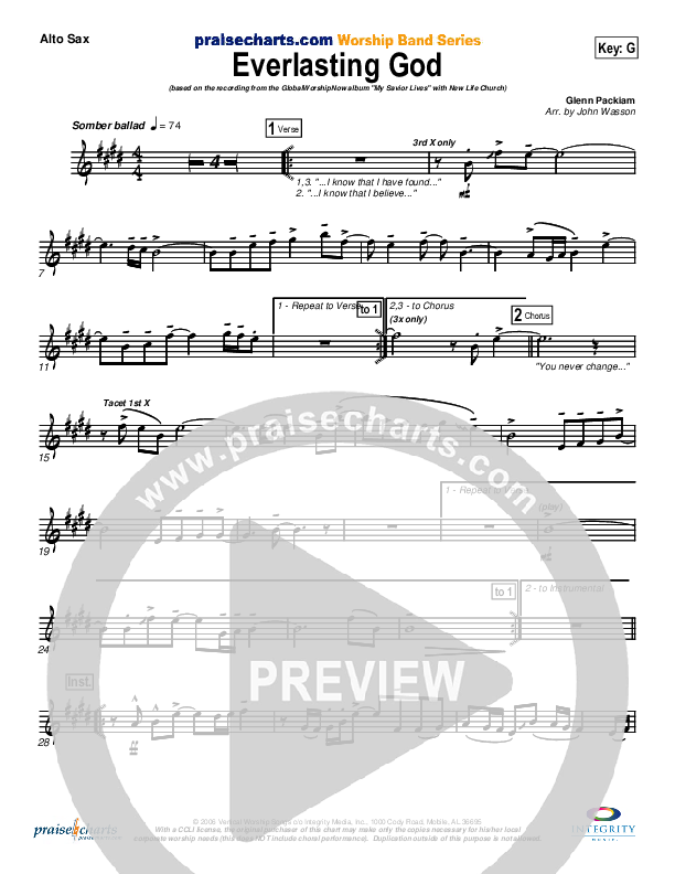 Everlasting God Alto Sax (New Life Worship)
