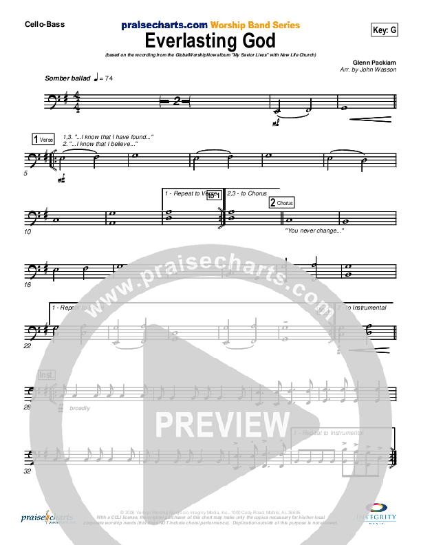 Everlasting God Cello/Bass (New Life Worship)