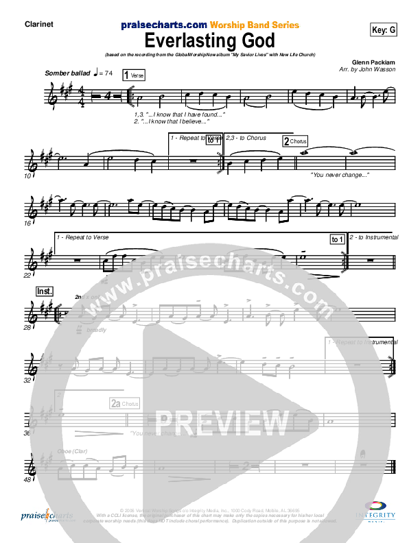 Everlasting God Clarinet (New Life Worship)