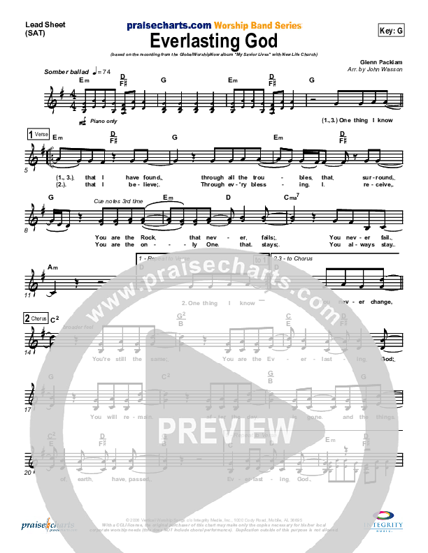 Everlasting God Lead Sheet (New Life Worship)