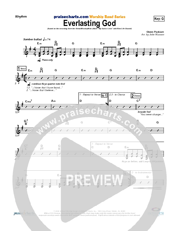 Everlasting God Rhythm Chart (New Life Worship)