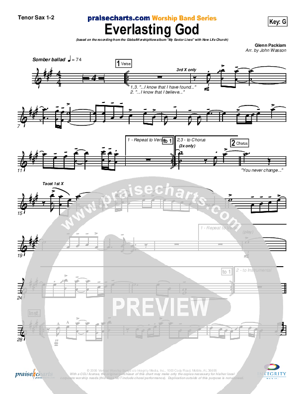 Everlasting God Tenor Sax 1/2 (New Life Worship)
