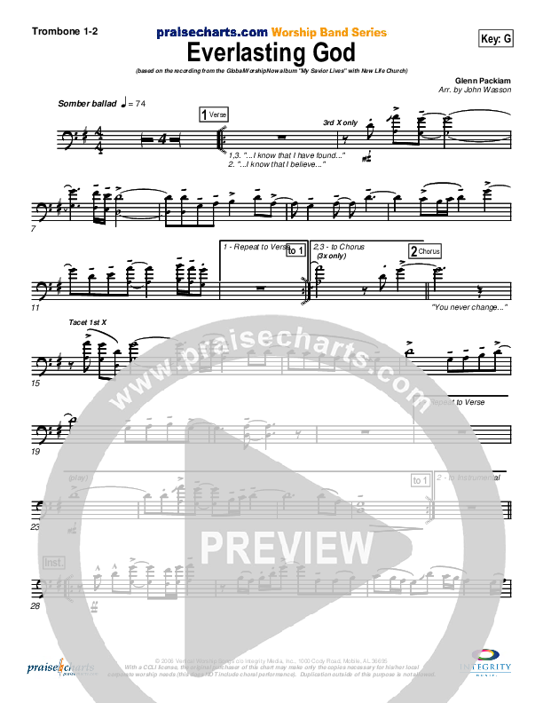 Everlasting God Trombone 1/2 (New Life Worship)