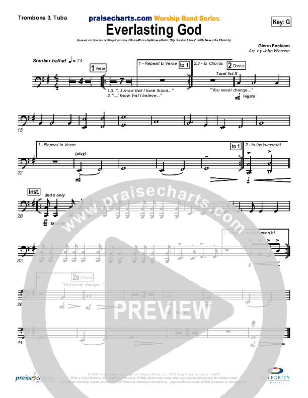 Everlasting God Trombone 3/Tuba (New Life Worship)