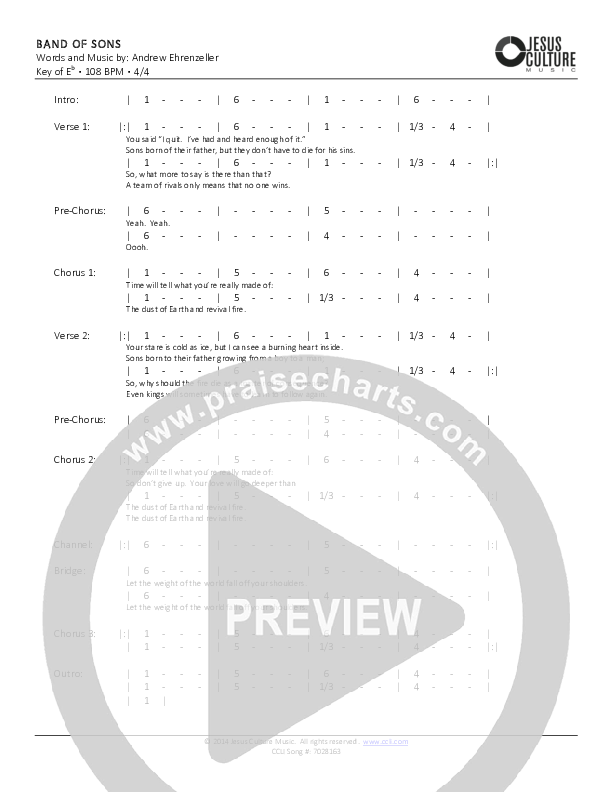 Band Of Sons Chords & Lyrics (Andrew Ehrenzeller)