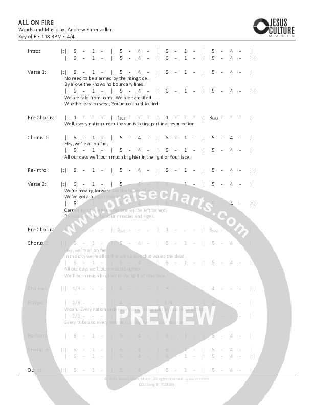 All On Fire Chords & Lyrics (Andrew Ehrenzeller)
