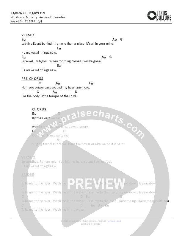 Farewell Babylon Chords & Lyrics (Andrew Ehrenzeller)
