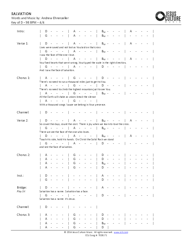 Salvation Chords & Lyrics ()