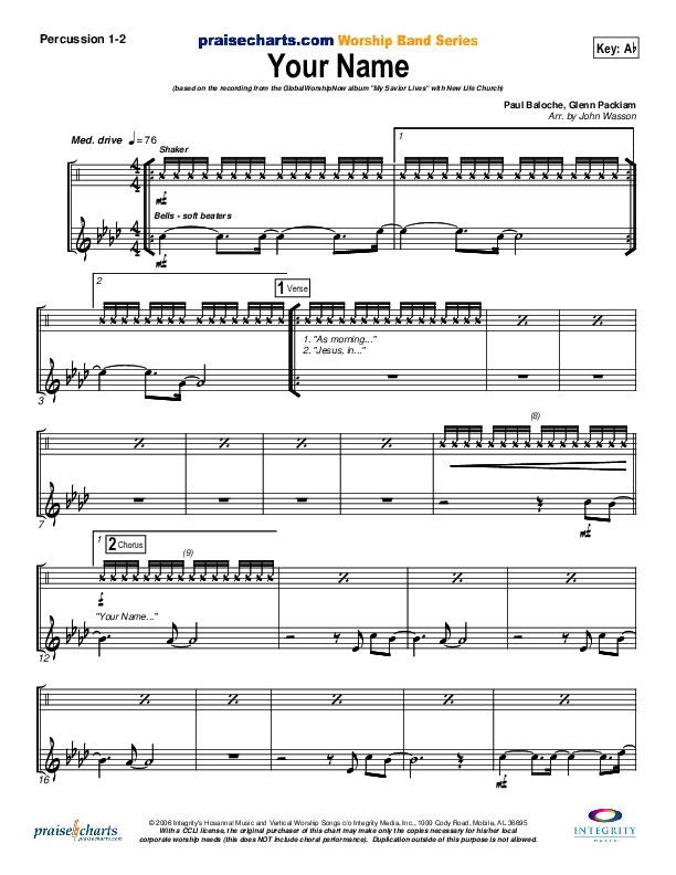 Your Name Percussion (New Life Worship)