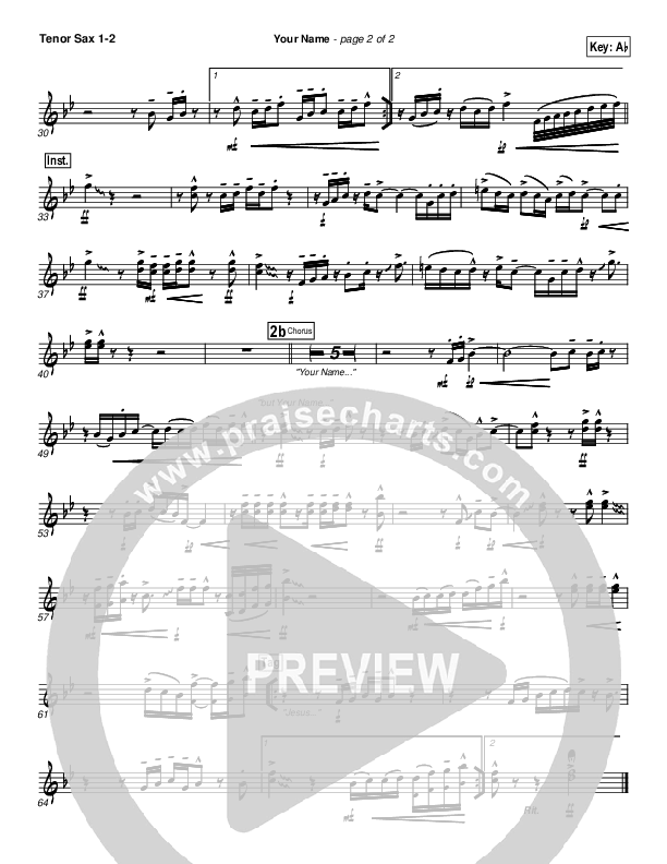 Your Name Tenor Sax 1/2 (New Life Worship)