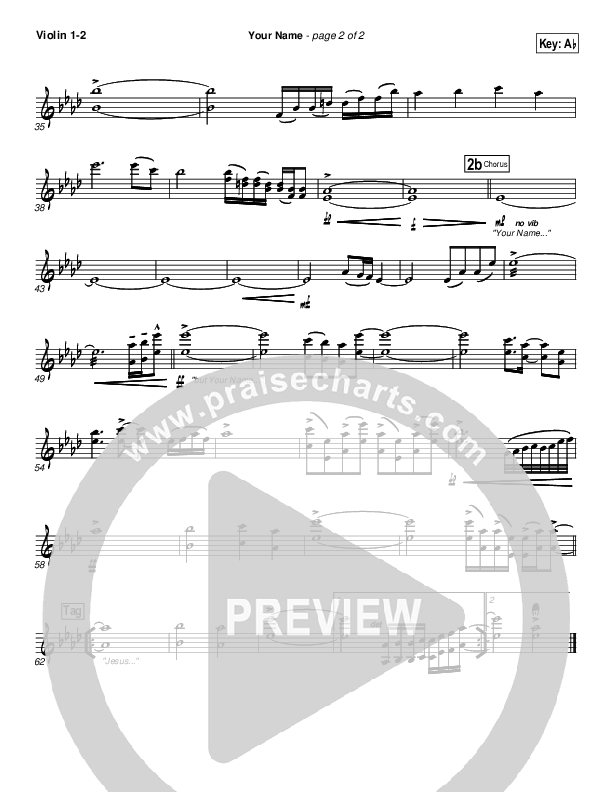 Your Name Violin 1/2 (New Life Worship)
