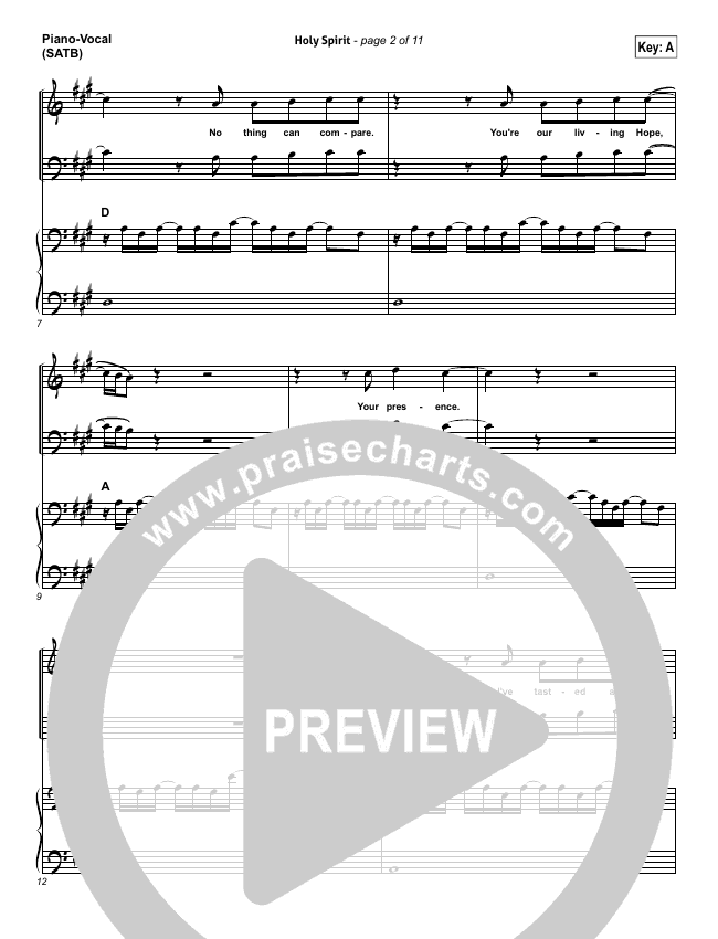 Holy Spirit Sheet Music Bryan Katie Torwalt Praisecharts verse 1 there's nothing worth more that will ever come close nothing can compare. holy spirit sheet music bryan katie