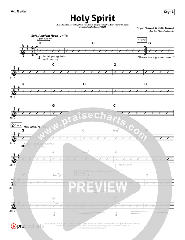 Holy Spirit  Acoustic Guitar (Bryan & Katie Torwalt)