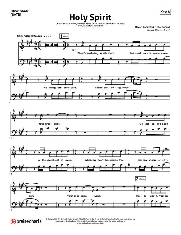 Holy Spirit  Choir Vocals (SATB) (Bryan & Katie Torwalt)