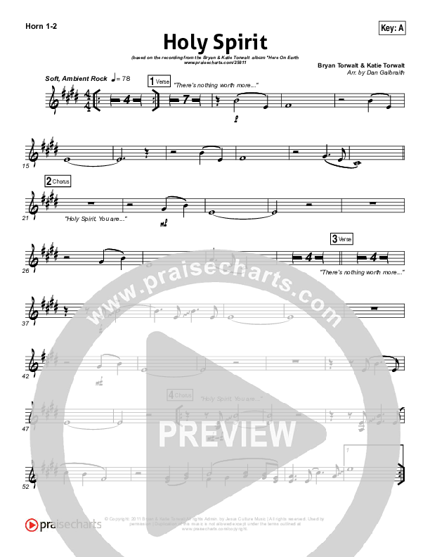 Holy Spirit  French Horn 1/2 (Bryan & Katie Torwalt)