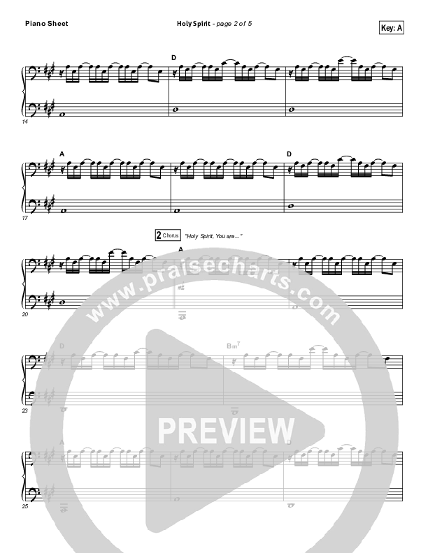 Holy Spirit  Piano Sheet (Bryan & Katie Torwalt)
