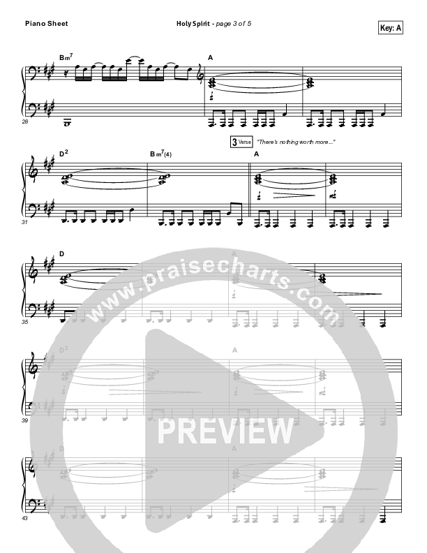 Holy Spirit  Piano Sheet (Bryan & Katie Torwalt)