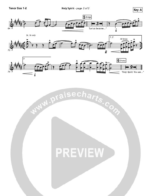 Holy Spirit  Tenor Sax 1/2 (Bryan & Katie Torwalt)