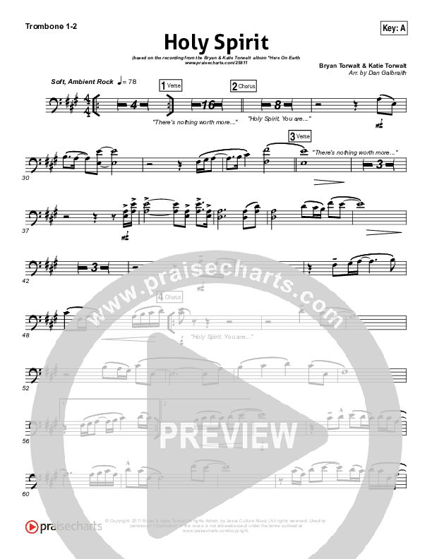 Holy Spirit  Trombone 1/2 (Bryan & Katie Torwalt)