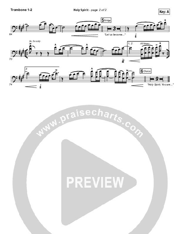 Holy Spirit  Trombone 1/2 (Bryan & Katie Torwalt)