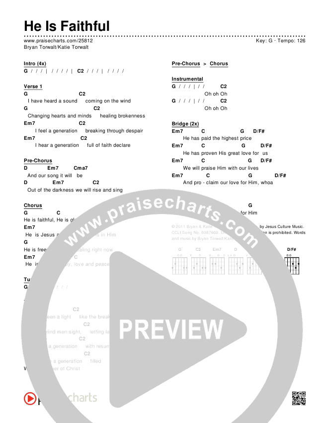 He Is Faithful Chords & Lyrics (Bryan & Katie Torwalt)