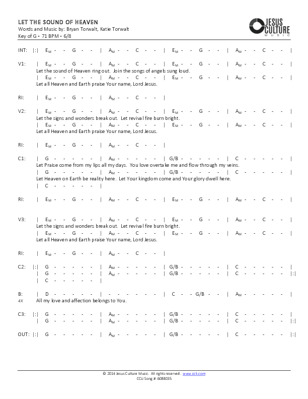 Let The Sound Of Heaven Chords & Lyrics (Bryan & Katie Torwalt)