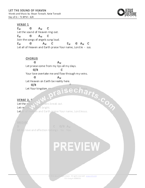 Let The Sound Of Heaven Chords & Lyrics (Bryan & Katie Torwalt)