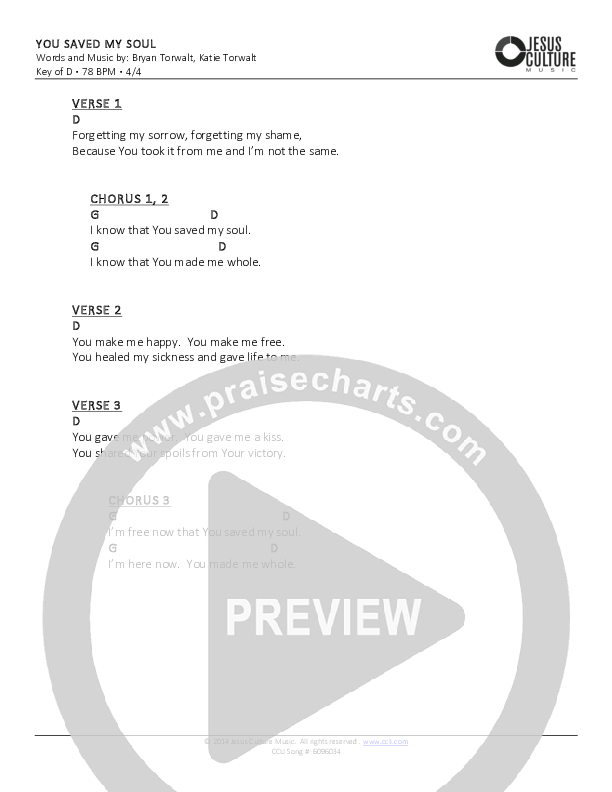 You Saved My Soul Chords & Lyrics (Bryan & Katie Torwalt)