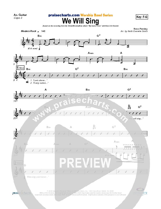 We Will Sing Acoustic Guitar (New Life Worship)