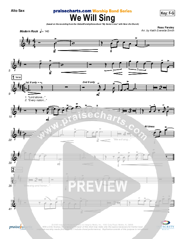 We Will Sing Alto Sax (New Life Worship)