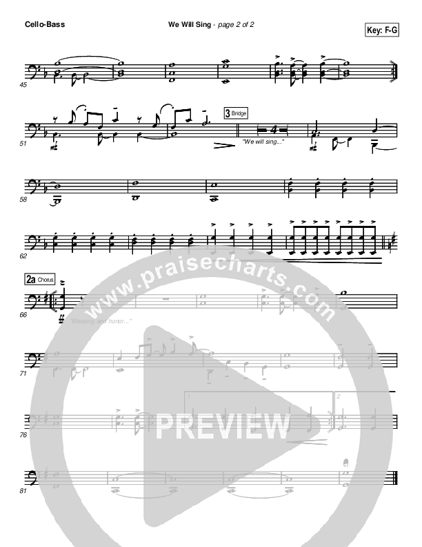 We Will Sing Cello/Bass (New Life Worship)