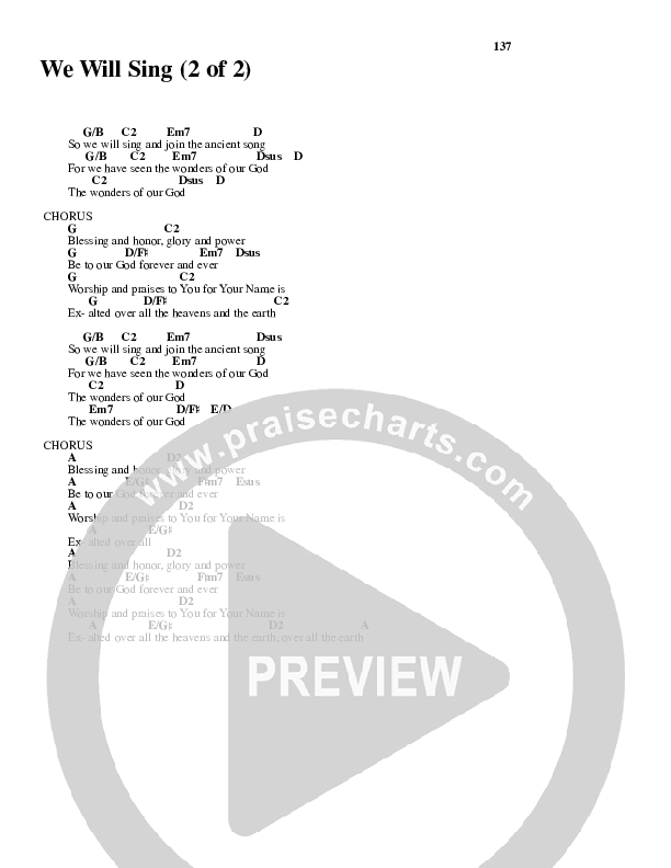 We Will Sing Chord Chart (New Life Worship)