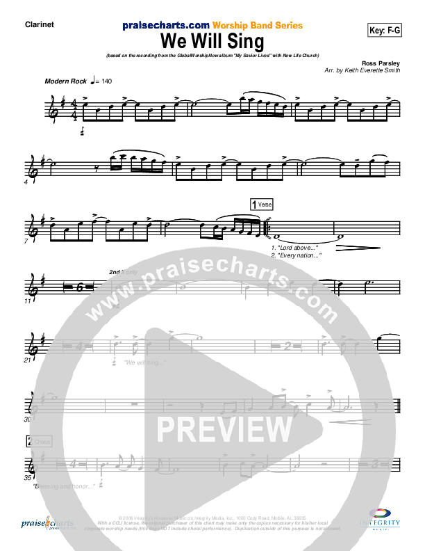 We Will Sing Clarinet (New Life Worship)