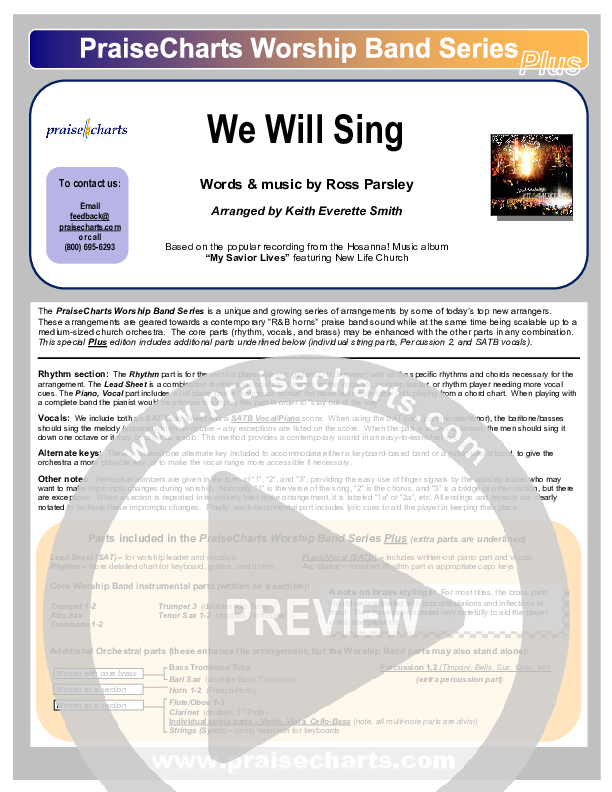 We Will Sing Cover Sheet (New Life Worship)