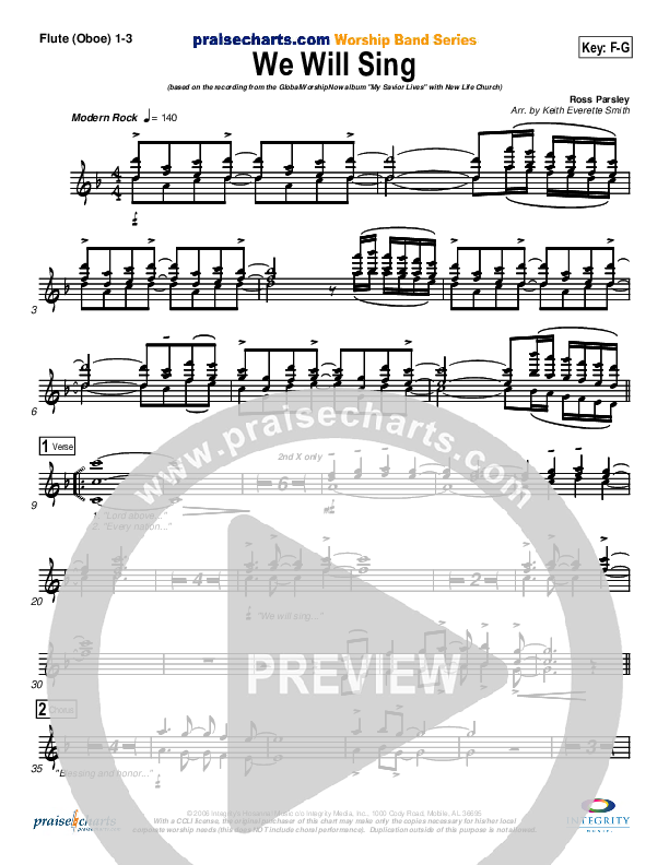We Will Sing Flute/Oboe 1/2/3 (New Life Worship)