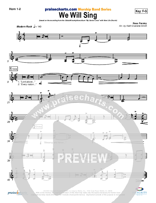 We Will Sing French Horn 1/2 (New Life Worship)