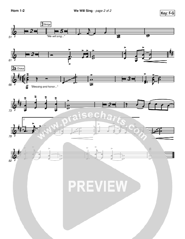 We Will Sing French Horn 1/2 (New Life Worship)