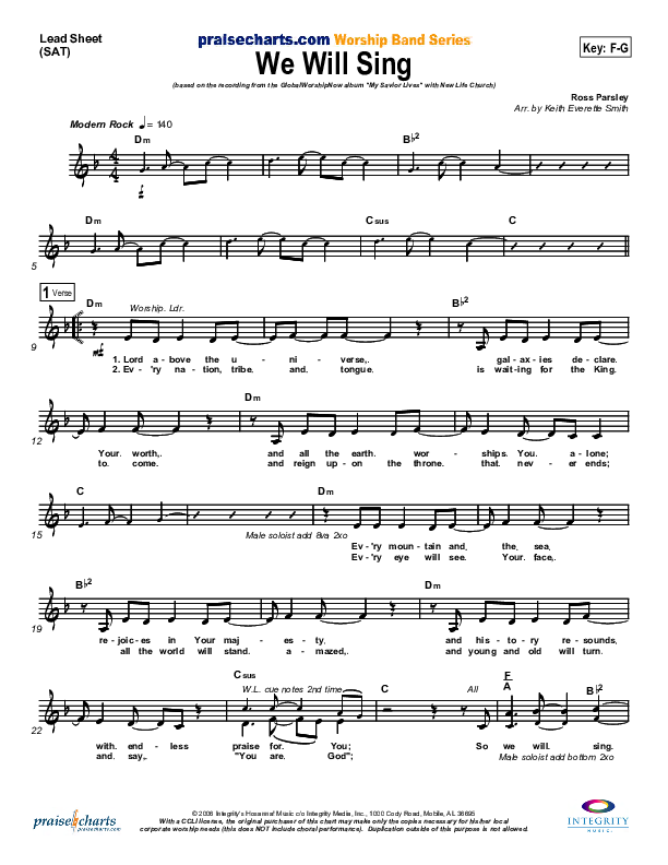 We Will Sing Lead Sheet (New Life Worship)
