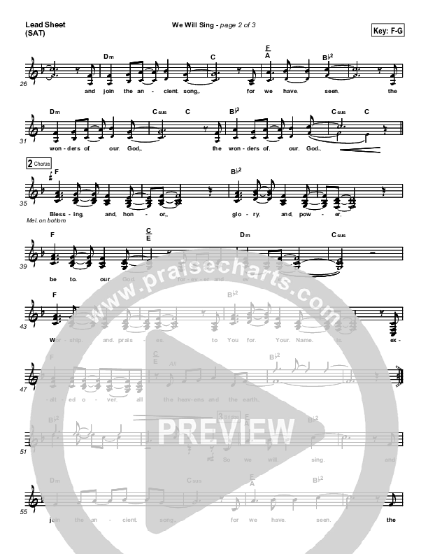 We Will Sing Lead Sheet (SAT) (New Life Worship)