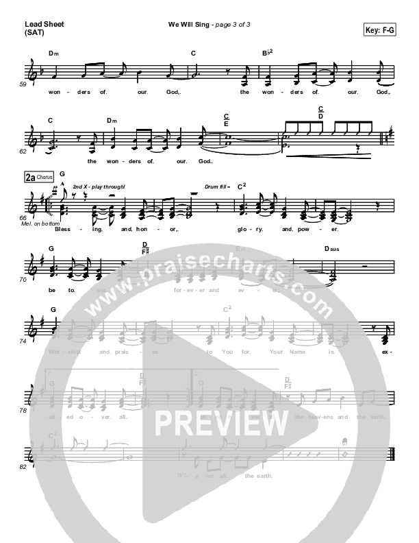 We Will Sing Lead Sheet (SAT) (New Life Worship)